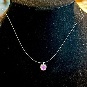 Amethyst Crystal Silver Clavicle Necklace Invisible Line 16 Inches
